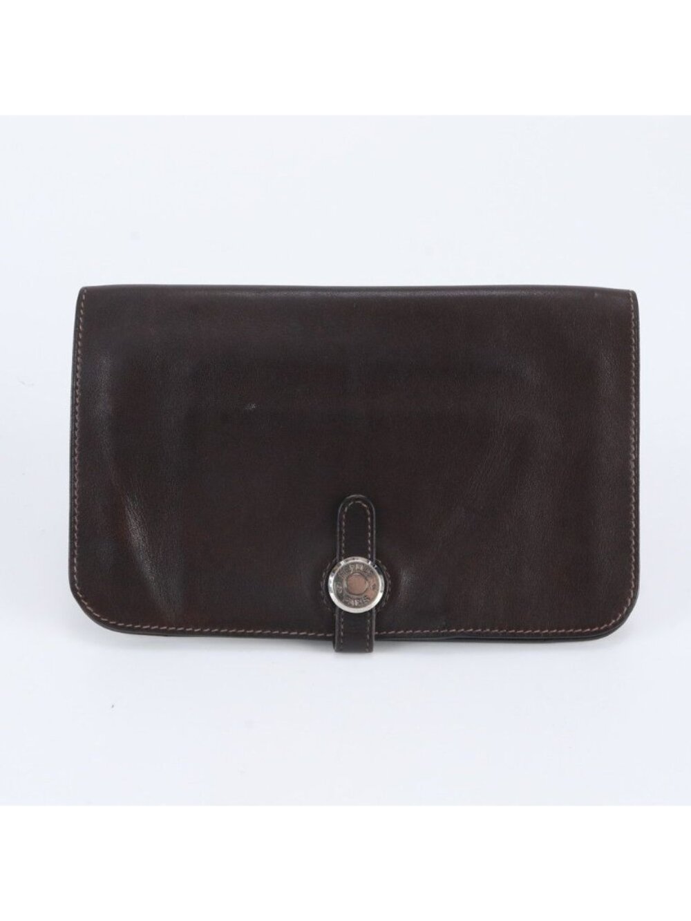 Hermes Dogon GM Leather Wallet Bifold Brown